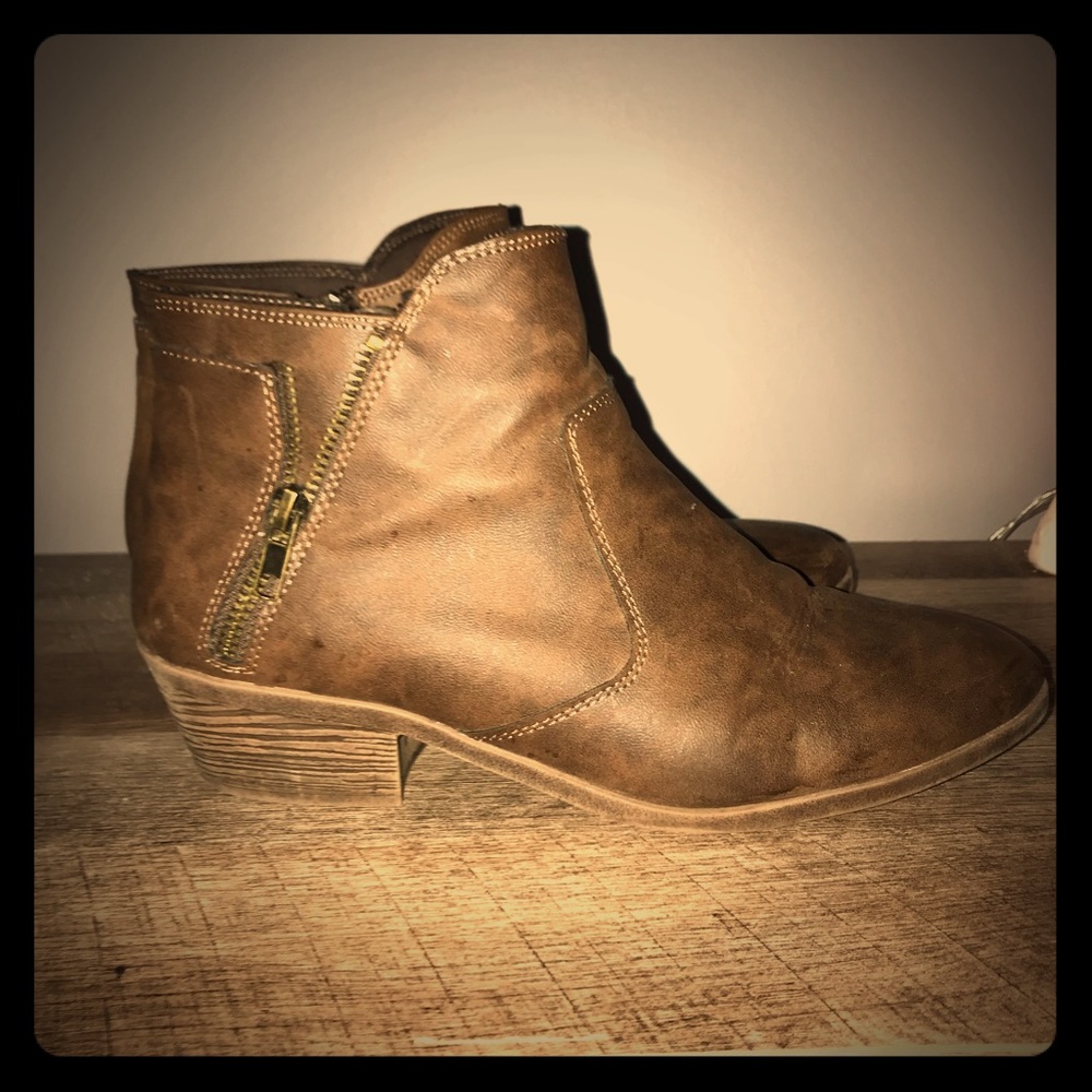 Brown Ankle Booties w/ Slight Heel